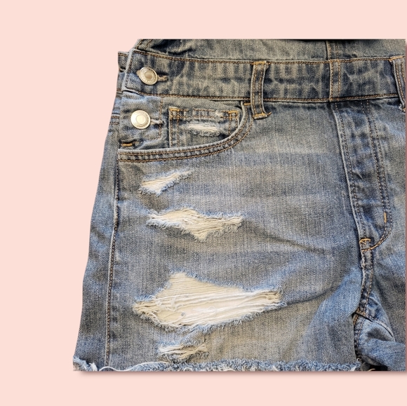 American Eaglel Denim Overalls Shorts XS Blue - Picture 8 of 8